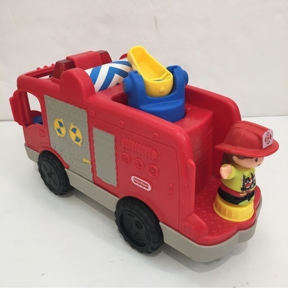 Little People Fisher Price Musical Fire Truck With Working Lights 2 Figures - Picture 5 of 15